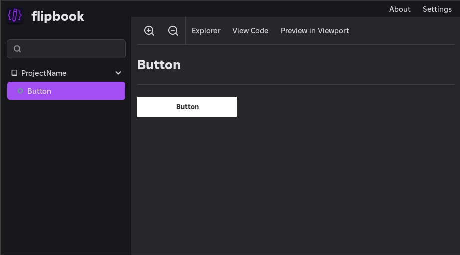 Rendering the Button story in flipbook&#39;s UI
